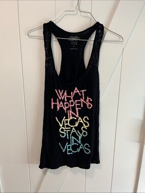 Black Racerback Tank Top with Pastel Vegas Slogan